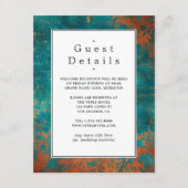 Copper Patina en Turquoise Wedding Guest Details Informatiekaartje (Voorkant)