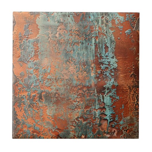 Copper Patina Metallic Rustic Tegeltje (Voorkant)