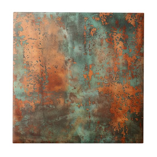 Copper Patina Metallic Rustic Tegeltje (Voorkant)