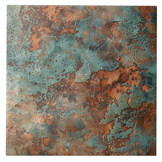 Copper Patina Metallic Rustic Tegeltje (Voorkant)