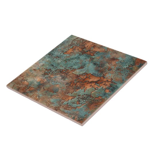 Copper Patina Metallic Rustic Tegeltje (Zijkant)