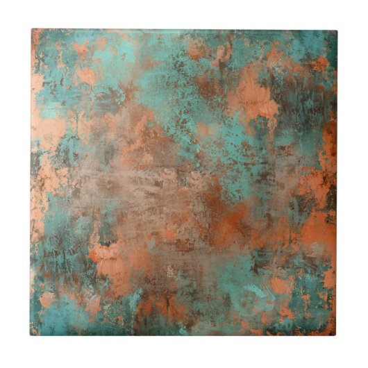 Copper Patina Metallic Rustic Tegeltje (Voorkant)