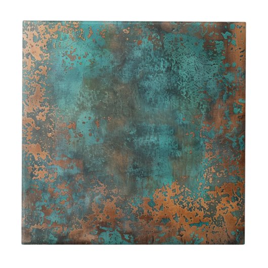 Copper Patina Metallic Rustic Tegeltje (Voorkant)