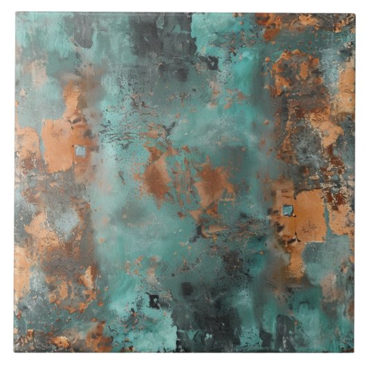 Copper Patina Metallic Rustic Tegeltje (Voorkant)