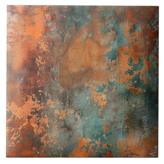 Copper Patina Metallic Rustic Tegeltje (Voorkant)