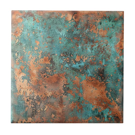 Copper Patina Metallic Rustic Tegeltje (Voorkant)