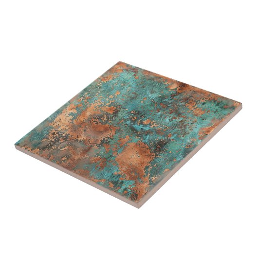 Copper Patina Metallic Rustic Tegeltje (Zijkant)