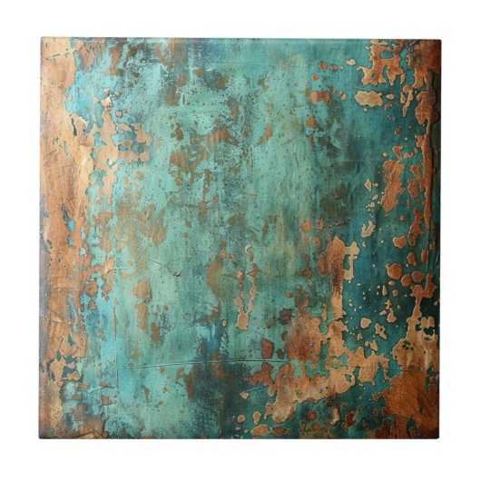 Copper Patina Metallic Rustic Tegeltje (Voorkant)