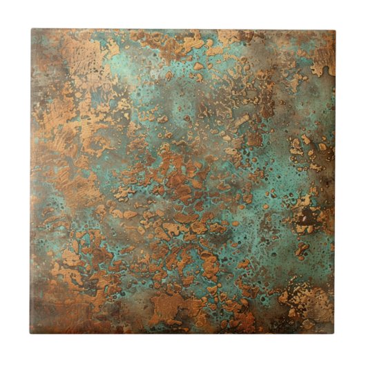Copper Patina Metallic Rustic Tegeltje (Voorkant)