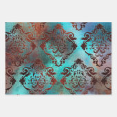 Copper Patina Rusted Damask Inpakpapier Vel (Voorkant)