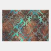Copper Patina Rusted Damask Inpakpapier Vel (Voorkant 3)