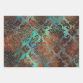 Copper Patina Rusted Damask Inpakpapier Vel (Voorkant 2)