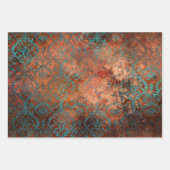 Copper Patina Rusted Damask Inpakpapier Vel (Voorkant 3)