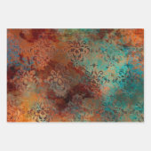 Copper Patina Rusted Damask Inpakpapier Vel (Voorkant)