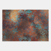 Copper Patina Rusted Damask Inpakpapier Vel (Voorkant 2)
