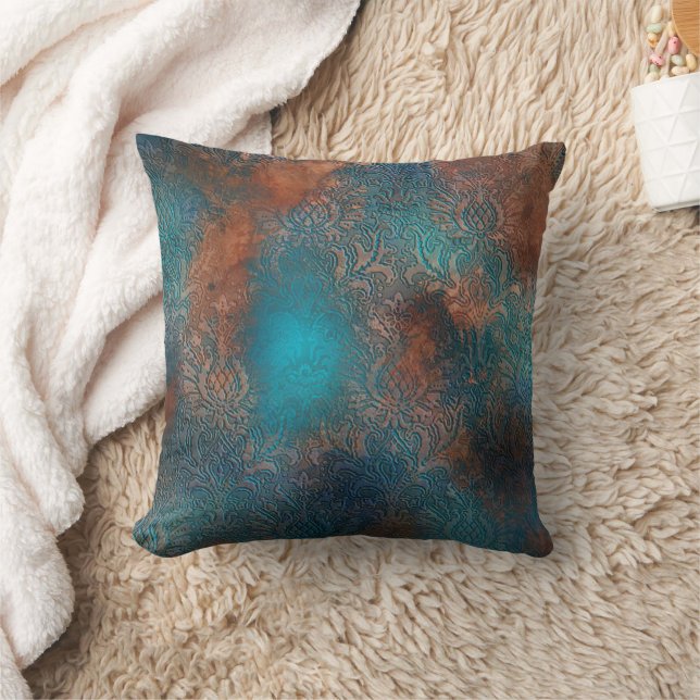 Copper Patina Rusted Damask Kussen (Deken)