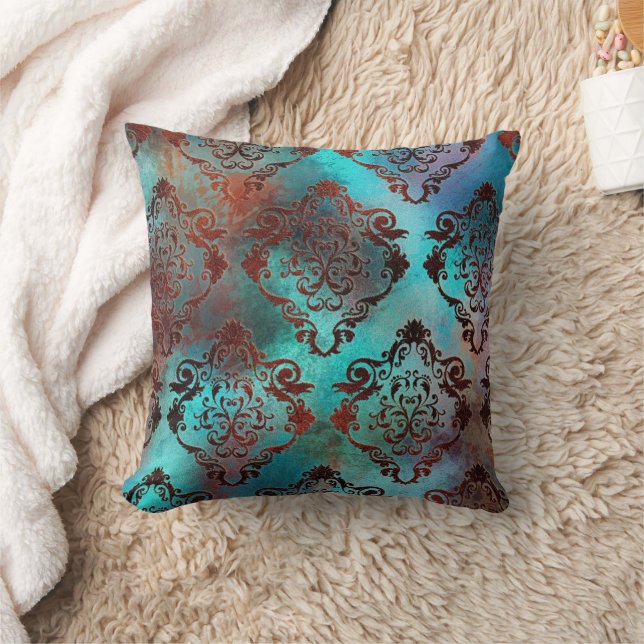 Copper Patina Rusted Damask Kussen (Deken)