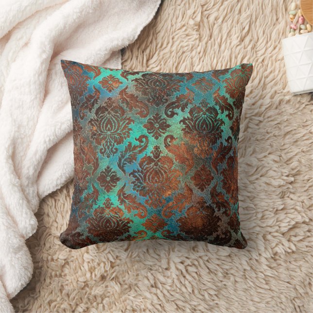 Copper Patina Rusted Damask Kussen (Deken)
