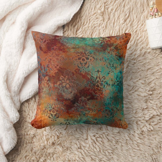 Copper Patina Rusted Damask Kussen (Deken)