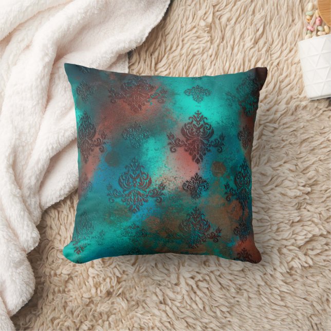 Copper Patina Rusted Damask Kussen (Deken)