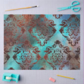 Copper Patina Rusted Damask Tissuepapier (Craft)