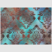 Copper Patina Rusted Damask Tissuepapier (Voorkant)
