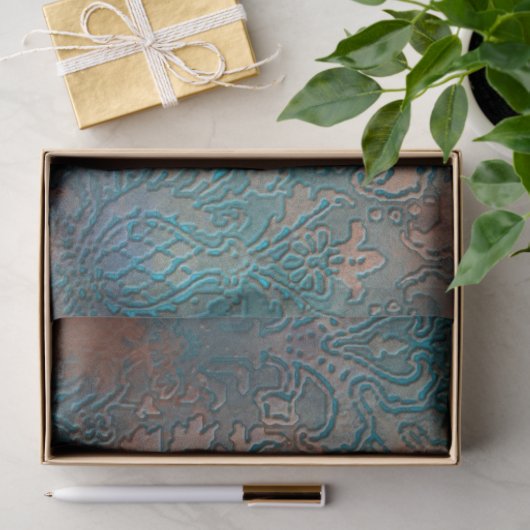 Copper Patina Rusted Damask Tissuepapier (Geschenk)
