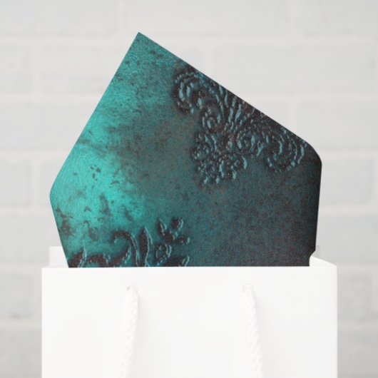 Copper Patina Rusted Damask Tissuepapier (Cadeauzakje)