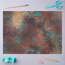 Copper Patina Rusted Damask