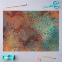 Copper Patina Rusted Damask