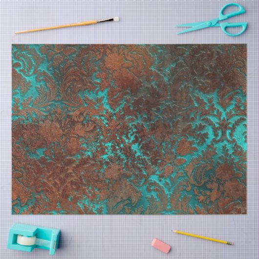 Copper Patina Rusted Damask Tissuepapier (Craft)