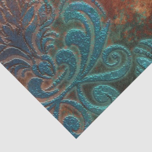 Copper Patina Rusted Damask Tissuepapier (Detail)