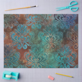 Copper Patina Rusted Damask Tissuepapier