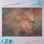 Copper Patina Rusted Damask Tissuepapier (Craft)