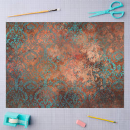 Copper Patina Rusted Damask Tissuepapier
