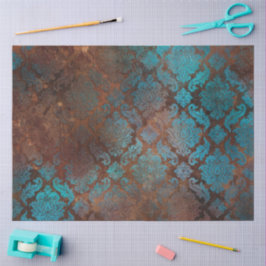 Copper Patina Rusted Damask Tissuepapier