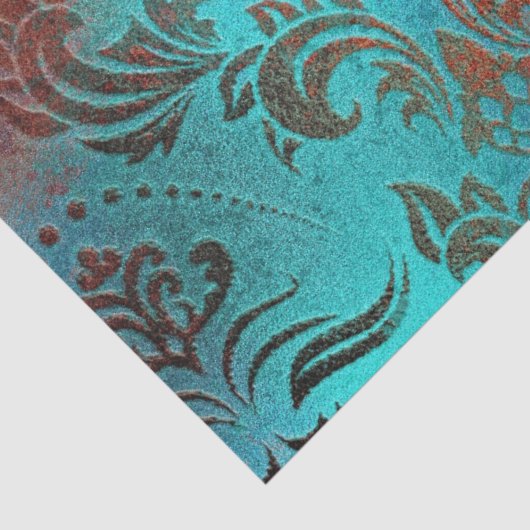 Copper Patina Rusted Damask Tissuepapier (Detail)
