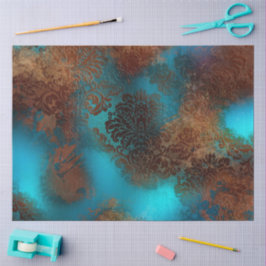 Copper Patina Rusted Damask Tissuepapier