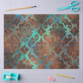 Copper Patina Rusted Damask Tissuepapier