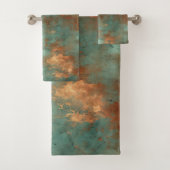 Copper Patina Rustic Metallic Bad Handdoek (Insitu)