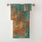 Copper Patina Rustic Metallic Bad Handdoek (Insitu)