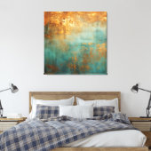 Copper Patina Rustic Metallic Canvas Afdruk (Insitu (Slaapkamer))