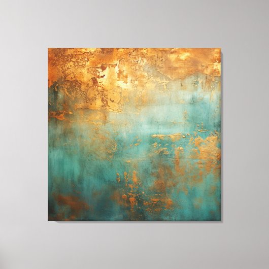 Copper Patina Rustic Metallic Canvas Afdruk (Voorkant)