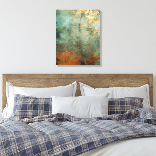 Copper Patina Rustic Metallic Canvas Afdruk (Insitu (Slaapkamer))