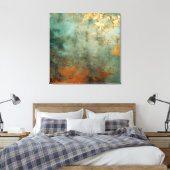 Copper Patina Rustic Metallic Canvas Afdruk (Insitu (Slaapkamer))