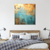 Copper Patina Rustic Metallic Canvas Afdruk (Insitu (Slaapkamer))