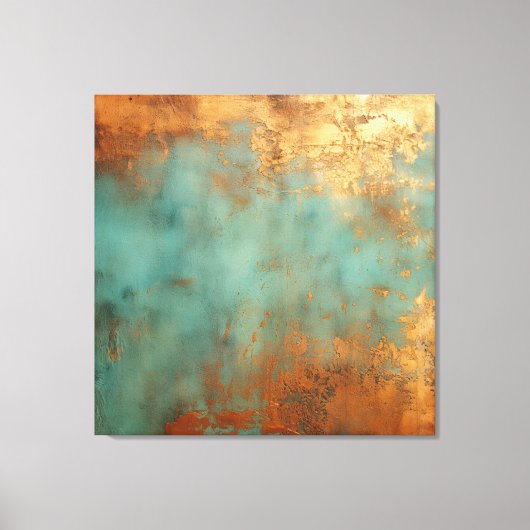 Copper Patina Rustic Metallic Canvas Afdruk (Voorkant)