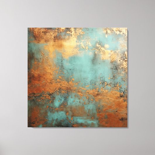 Copper Patina Rustic Metallic Canvas Afdruk (Voorkant)