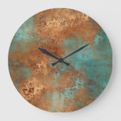 Copper Patina Rustic Metallic Grote Klok (Voorkant)
