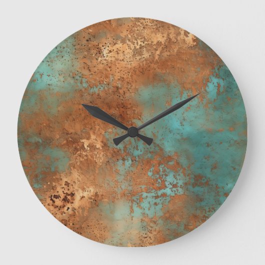Copper Patina Rustic Metallic Grote Klok (Voorkant)